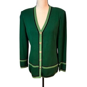 St. John Collection Green Cardigan Sweater Sz-4